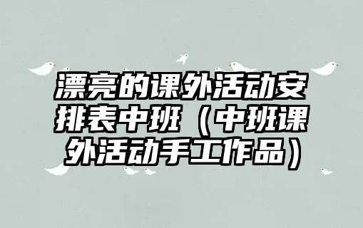 漂亮的課外活動安排表中班（中班課外活動手工作品）