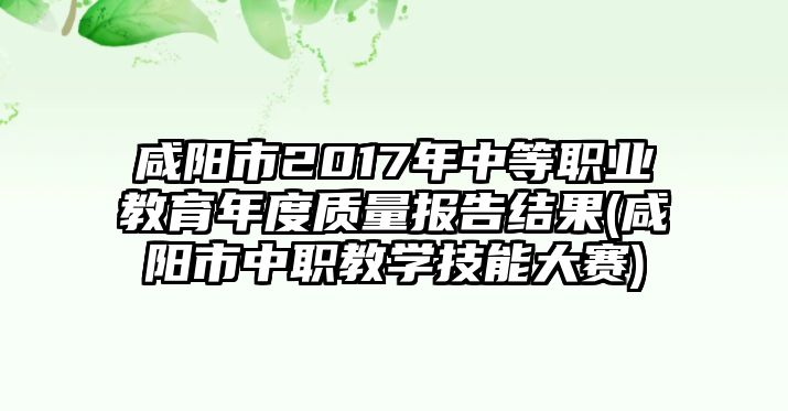 咸陽市2017年中等職業(yè)教育年度質(zhì)量報(bào)告結(jié)果(咸陽市中職教學(xué)技能大賽)