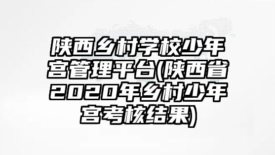 陜西鄉(xiāng)村學校少年宮管理平臺(陜西省2020年鄉(xiāng)村少年宮考核結果)