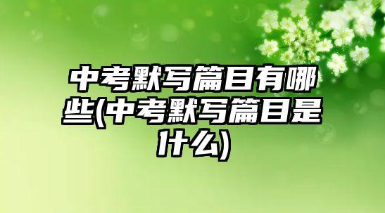 中考默寫(xiě)篇目有哪些(中考默寫(xiě)篇目是什么)