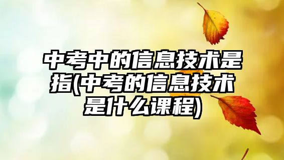 中考中的信息技術(shù)是指(中考的信息技術(shù)是什么課程)