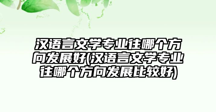 漢語(yǔ)言文學(xué)專業(yè)往哪個(gè)方向發(fā)展好(漢語(yǔ)言文學(xué)專業(yè)往哪個(gè)方向發(fā)展比較好)