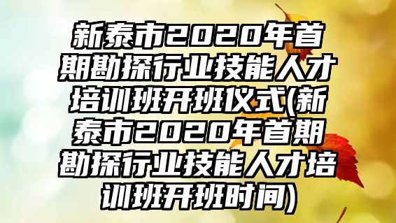 新泰市2020年首期勘探行業(yè)技能人才培訓(xùn)班開班儀式(新泰市2020年首期勘探行業(yè)技能人才培訓(xùn)班開班時間)