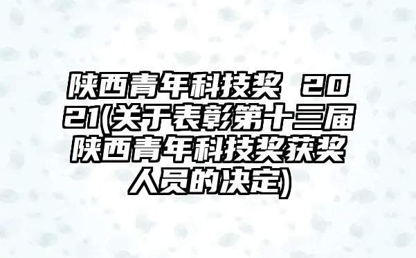 陜西青年科技獎 2021(關(guān)于表彰第十三屆陜西青年科技獎獲獎人員的決定)