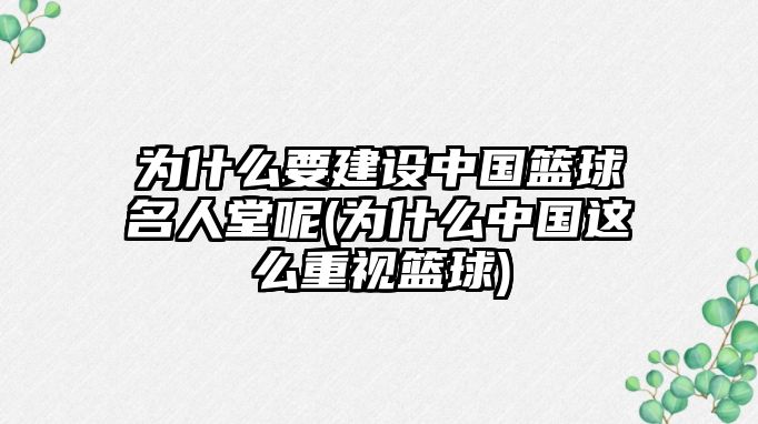 為什么要建設(shè)中國(guó)籃球名人堂呢(為什么中國(guó)這么重視籃球)