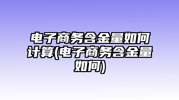 電子商務(wù)含金量如何計算(電子商務(wù)含金量如何)