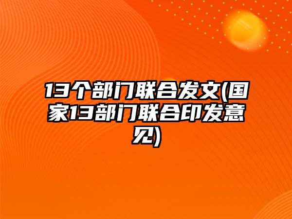 13個(gè)部門聯(lián)合發(fā)文(國(guó)家13部門聯(lián)合印發(fā)意見)