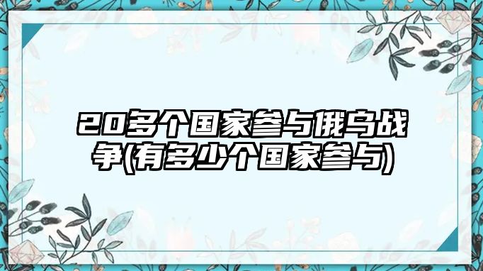 20多個(gè)國(guó)家參與俄烏戰(zhàn)爭(zhēng)(有多少個(gè)國(guó)家參與)