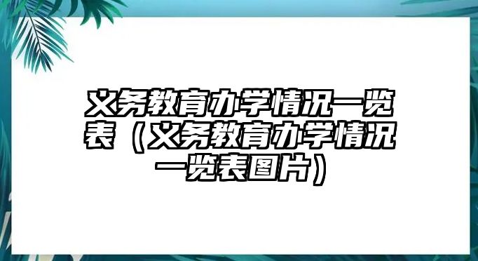 義務教育辦學情況一覽表（義務教育辦學情況一覽表圖片）