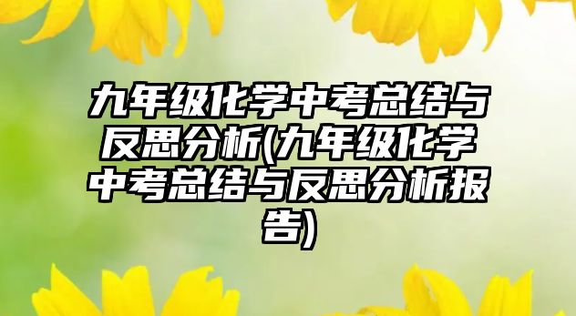 九年級化學中考總結與反思分析(九年級化學中考總結與反思分析報告)