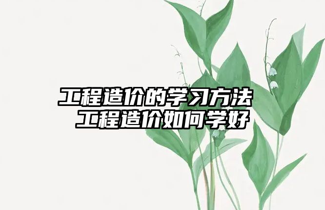 工程造價(jià)的學(xué)習(xí)方法 工程造價(jià)如何學(xué)好