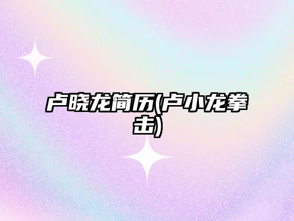 盧曉龍簡歷(盧小龍拳擊)