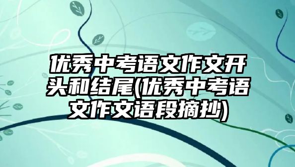 優(yōu)秀中考語文作文開頭和結(jié)尾(優(yōu)秀中考語文作文語段摘抄)