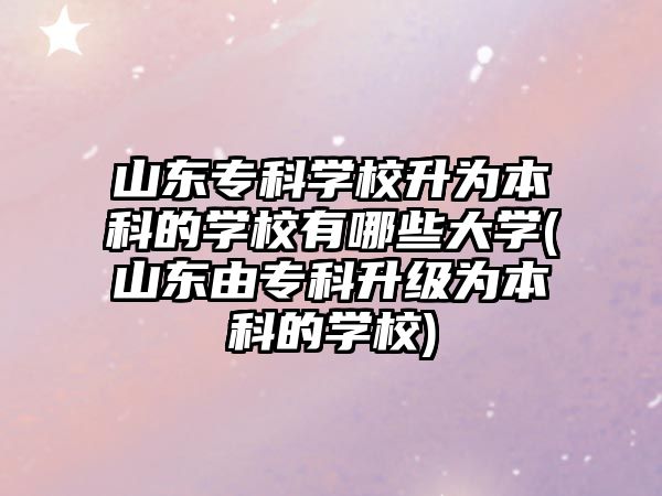 山東?？茖W(xué)校升為本科的學(xué)校有哪些大學(xué)(山東由?？粕墳楸究频膶W(xué)校)