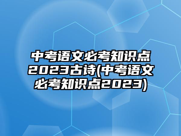 中考語(yǔ)文必考知識(shí)點(diǎn)2023古詩(shī)(中考語(yǔ)文必考知識(shí)點(diǎn)2023)