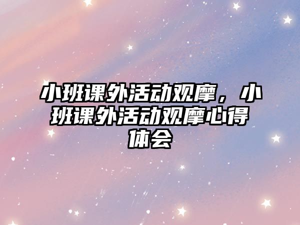 小班課外活動觀摩，小班課外活動觀摩心得體會