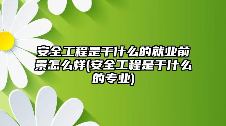 安全工程是干什么的就業(yè)前景怎么樣(安全工程是干什么的專業(yè))