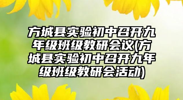 方城縣實(shí)驗(yàn)初中召開九年級班級教研會議(方城縣實(shí)驗(yàn)初中召開九年級班級教研會活動(dòng))