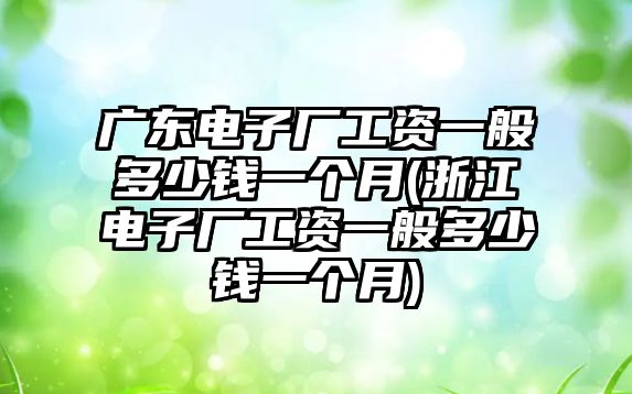 廣東電子廠工資一般多少錢一個月(浙江電子廠工資一般多少錢一個月)