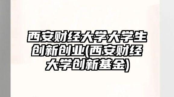 西安財經(jīng)大學大學生創(chuàng)新創(chuàng)業(yè)(西安財經(jīng)大學創(chuàng)新基金)