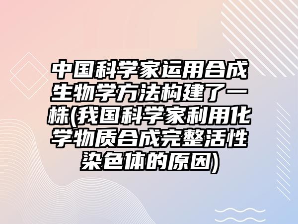 中國(guó)科學(xué)家運(yùn)用合成生物學(xué)方法構(gòu)建了一株(我國(guó)科學(xué)家利用化學(xué)物質(zhì)合成完整活性染色體的原因)