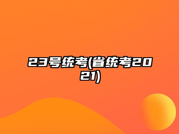 23號統(tǒng)考(省統(tǒng)考2021)