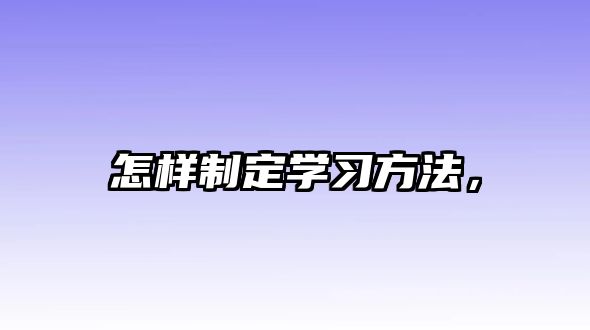 怎樣制定學(xué)習(xí)方法，