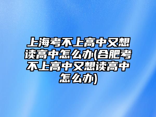 上?？疾簧细咧杏窒胱x高中怎么辦(合肥考不上高中又想讀高中怎么辦)