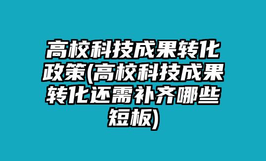 高校科技成果轉(zhuǎn)化政策(高?？萍汲晒D(zhuǎn)化還需補齊哪些短板)