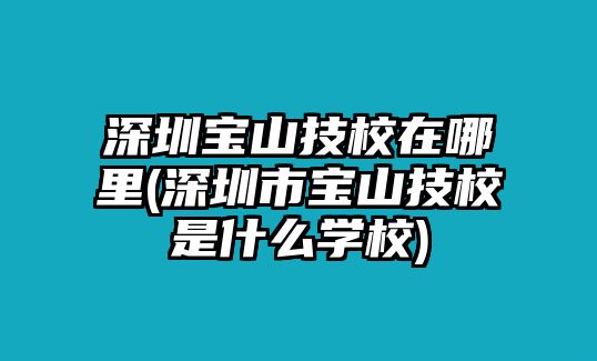 深圳寶山技校在哪里(深圳市寶山技校是什么學(xué)校)