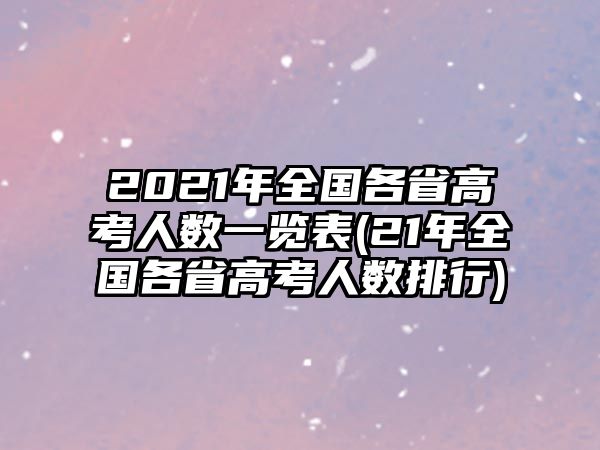 2021年全國各省高考人數(shù)一覽表(21年全國各省高考人數(shù)排行)