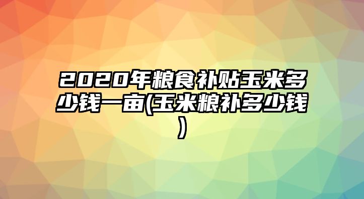 2020年糧食補(bǔ)貼玉米多少錢一畝(玉米糧補(bǔ)多少錢)