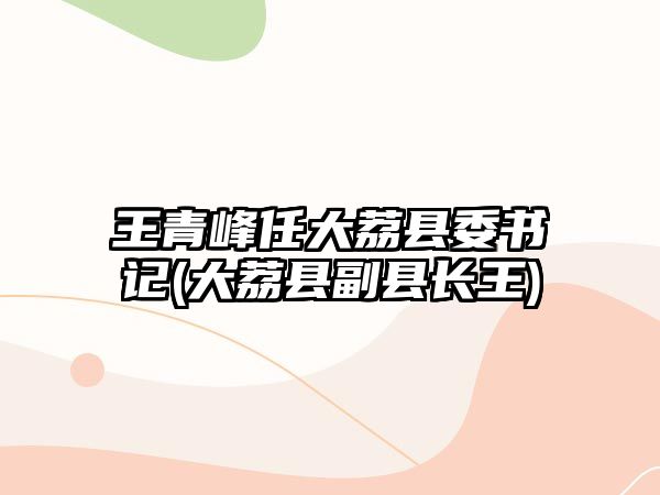 王青峰任大荔縣委書記(大荔縣副縣長(zhǎng)王)