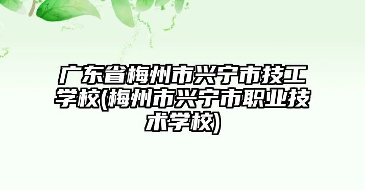 廣東省梅州市興寧市技工學校(梅州市興寧市職業(yè)技術學校)