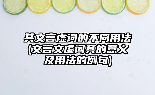 其文言虛詞的不同用法(文言文虛詞其的意義及用法的例句)