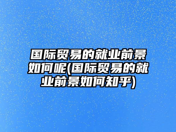 國際貿(mào)易的就業(yè)前景如何呢(國際貿(mào)易的就業(yè)前景如何知乎)