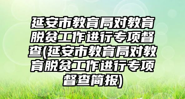 延安市教育局對教育脫貧工作進(jìn)行專項(xiàng)督查(延安市教育局對教育脫貧工作進(jìn)行專項(xiàng)督查簡報(bào))