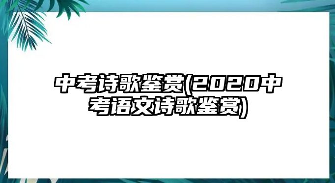 中考詩(shī)歌鑒賞(2020中考語文詩(shī)歌鑒賞)