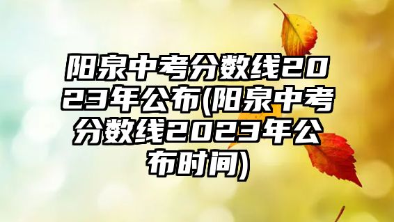 陽泉中考分數(shù)線2023年公布(陽泉中考分數(shù)線2023年公布時間)