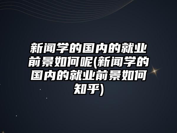 新聞學的國內的就業(yè)前景如何呢(新聞學的國內的就業(yè)前景如何知乎)