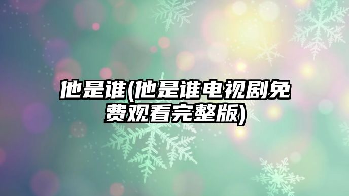 他是誰(他是誰電視劇免費(fèi)觀看完整版)