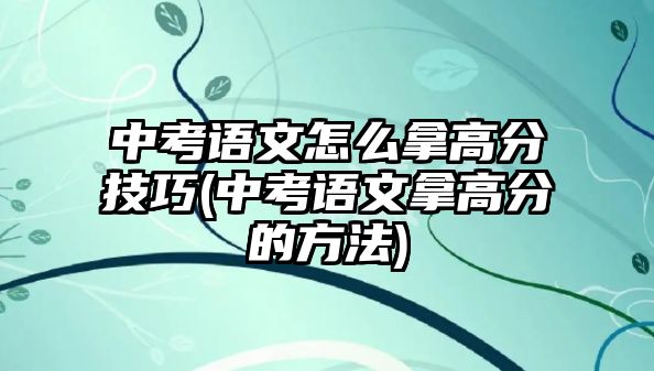 中考語文怎么拿高分技巧(中考語文拿高分的方法)