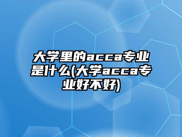 大學(xué)里的acca專業(yè)是什么(大學(xué)acca專業(yè)好不好)