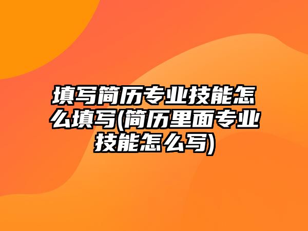 填寫簡(jiǎn)歷專業(yè)技能怎么填寫(簡(jiǎn)歷里面專業(yè)技能怎么寫)