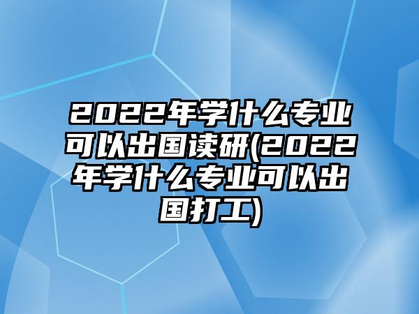 2022年學(xué)什么專業(yè)可以出國讀研(2022年學(xué)什么專業(yè)可以出國打工)