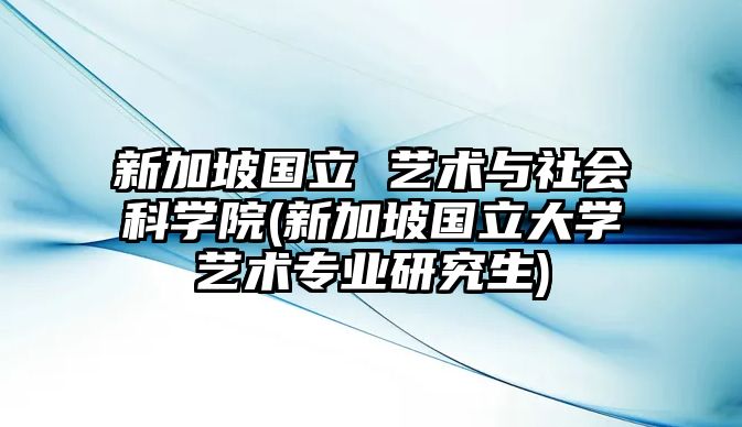 新加坡國(guó)立 藝術(shù)與社會(huì)科學(xué)院(新加坡國(guó)立大學(xué)藝術(shù)專業(yè)研究生)