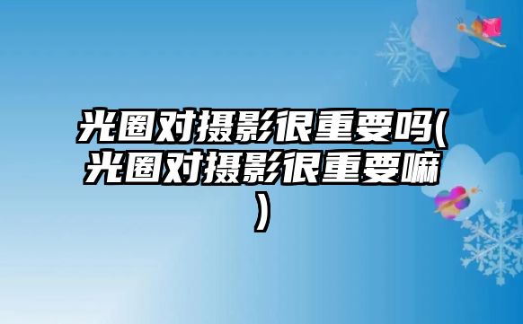 光圈對攝影很重要嗎(光圈對攝影很重要嘛)