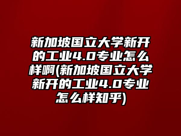 新加坡國立大學新開的工業(yè)4.0專業(yè)怎么樣啊(新加坡國立大學新開的工業(yè)4.0專業(yè)怎么樣知乎)