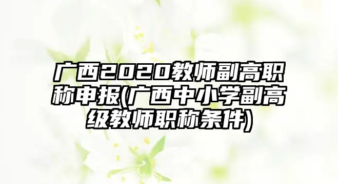 廣西2020教師副高職稱申報(廣西中小學(xué)副高級教師職稱條件)