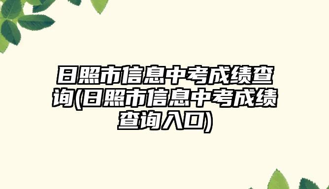 日照市信息中考成績(jī)查詢(日照市信息中考成績(jī)查詢?nèi)肟?